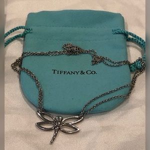 Tiffany 925 Double Chain Dragon Fly Necklace Rare